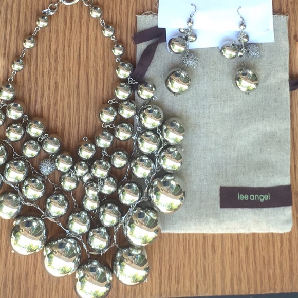 lee angel Jewelry - Lee Angel Silver multi chain tier Necklace dangle Earring Set New